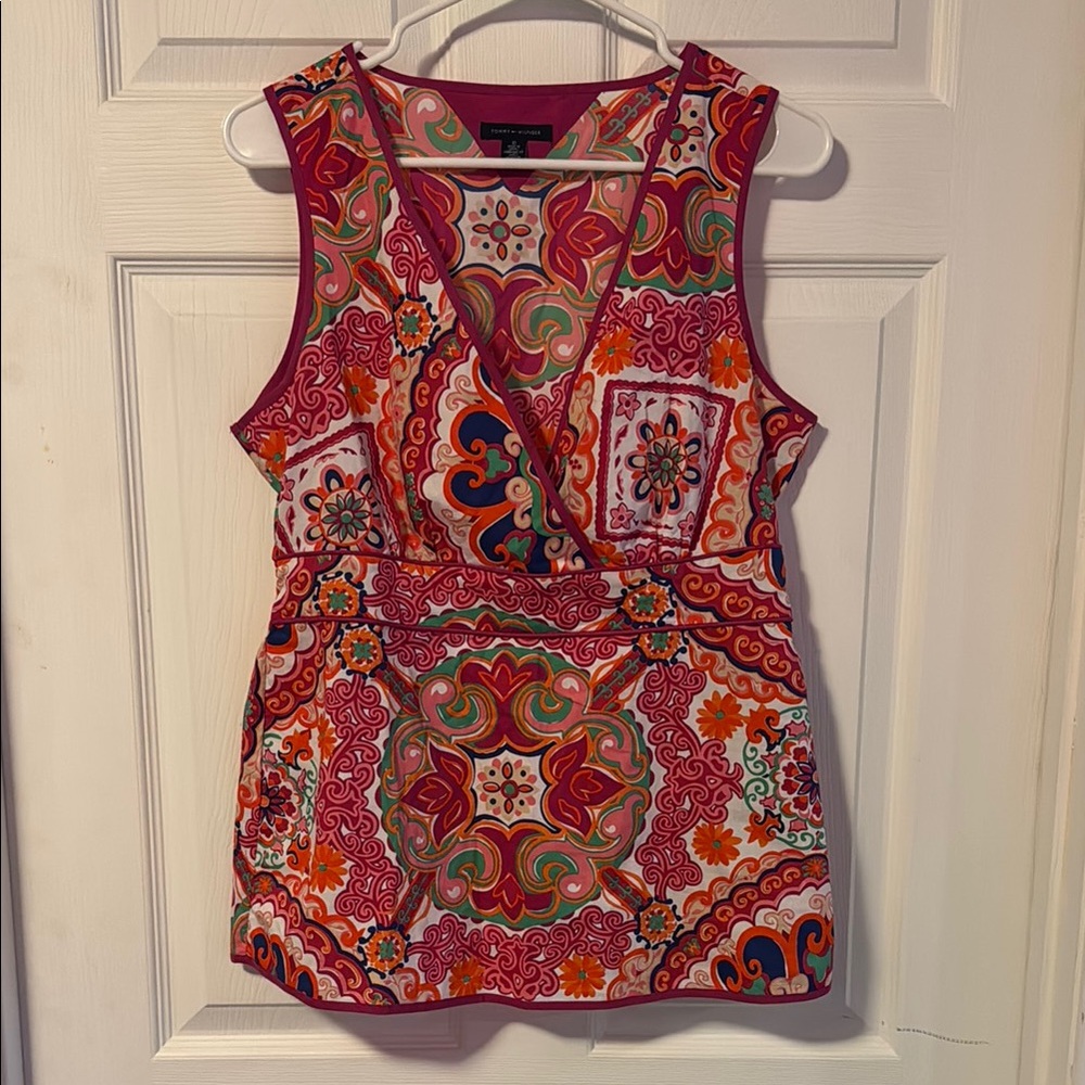 Tommy Hilfiger Red Sleeveless Wrap Blouse